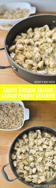 
                    
                        Super Simple Skillet Lemon Pepper Chicken is a healthy weeknight dinner recipe that gets an easy, crowd-pleasing and tasty meal on the table in under 30 minutes. It's one of those family meals to keep on the rotation for those days that you just don't feel like cooking. Becky's Best Bites
                    
                