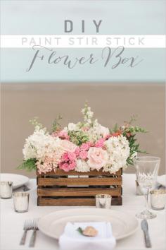 DIY Paint Stir Stick Flower Box | wedding diy | centerpiece ideas | wedding florals | #weddingchicks