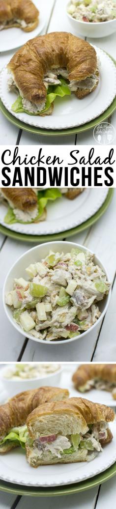 Chicken Salad Sandwich - These easy to make chicken salad sandwiches are so simple and tasty. Makes a lot, so its perfect for quick lunches or a pot luck.