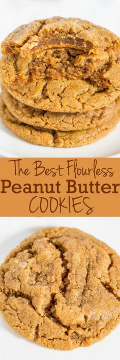 GLUTEN FREE The Best Flourless Peanut Butter Cookies - Soft, chewy and they'll be your new fave PB cookies!! One bowl, no mixer, no butter, naturally gluten-free! Love it when something so easy tastes so amazing!!