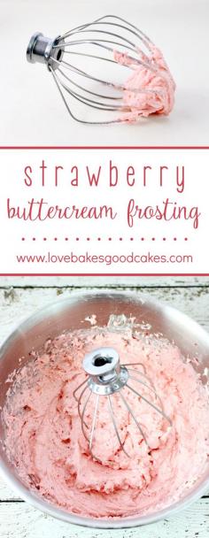 Ditch the canned stuff! This Strawberry Buttercream Frosting is perfect with all kinds of cakes! With only 3 ingredients, it is sure to be a hit at any baby shower!