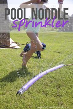 Make a SPRINKLER from an old POOL NOODLE | Would work in your flowerbed as well.