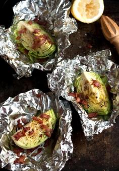 Roasted Cabbage and Bacon Wedges