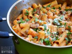 One Pot Sausage And Mushroom Pasta Recipe by Budget Bytes