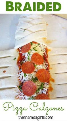 Pizza Calzones:  First, place parchment paper on your pan. DO NOT SKIP THIS...