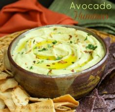 All the delicious flavors of guacamole in a smooth and creamy Avocado Hummus! | Avocado Hummus - Family Table Treasures