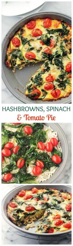 Hashbrown-Crust, Gluten Free, Veggie Packed Tomato Pie