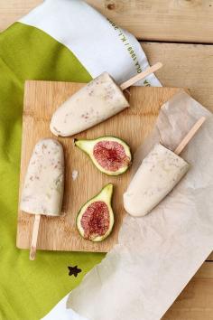 Coconut Fig Ice Pops | 24 Guilt-Free Ice Pops That Will Make You Go Ahhhh Print RECIPE | DAIRY AND SUGAR FREE COCONUT FIG POPSICLES Prep Time: 15 minutes  Cook Time: 8 hours  Total Time: 8 hours, 15 minutes  Yield: 6 popsicles  Ingredients  1 cup coconut milk 3 tablespoons maple syrup ½ tablespoon pure vanilla extract 5 ripe figs Instructions  In a bowl, whisk together the coconut milk, maple syrup and vanilla extract. Peel the figs. Use your fingers to crumble the figs into the coconut mixture. You'll want to break the figs up into nickel sized pieces or smaller. Whisk all ingredients together. Pour the mixture into your popsicle mold. If you don't have one you can use paper cups, or even ice cube trays, with popsicle sticks. Freeze overnight. Enjoy! Notes  If you have difficulties getting your popsicle out of the mold, run the mold under hot water for about 10 seconds. It should slide out with little effort.  FYI, in place of maple syrup you can use honey or agave nectar, or you can omit it all together.