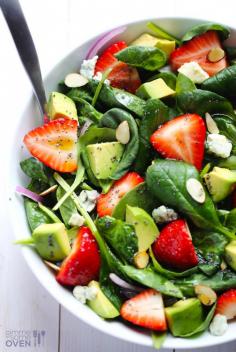 Spinach Avocado Salad with Lemon Poppy Seed Dressing