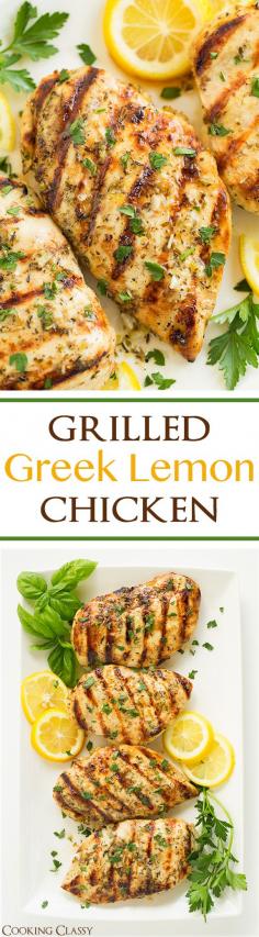 Grilled Greek Lemon Chicken - this chicken is so easy to prepare and it's deliciously flavorful! A go to dinner recipe! Marinated and grilled to perfection!