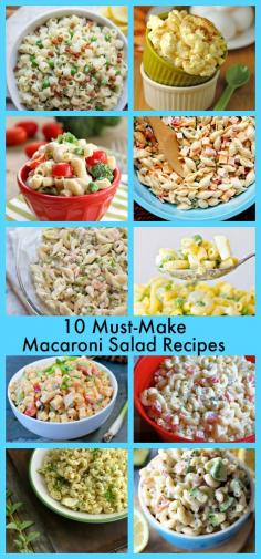 10 Must Make Macaroni Salad Recipes /this reminds me of my grandmas summer dinners