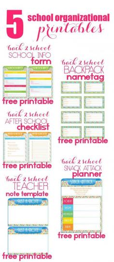 
                    
                        5 Back to School Organizational Printables to help keep things neat and tidy during the school year!
                    
                