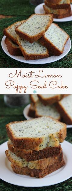 Moist Lemon Poppy Seed Cake has a little zing of sweet lemon freshness. So easy and you only need one bowl.
