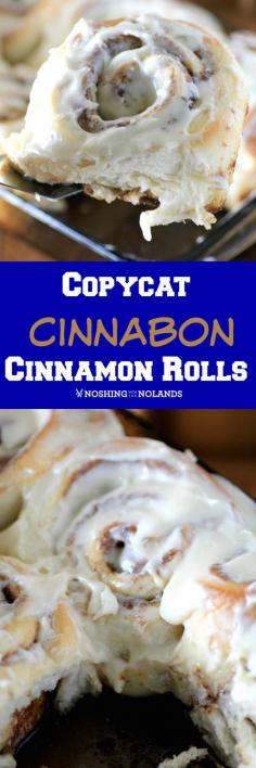 
                    
                        Copycat Cinnabon Cinnamon Rolls by Noshing With The Nolands - These are everything you dreamed of in a perfect cinnamon roll and made fresh at home.
                    
                
