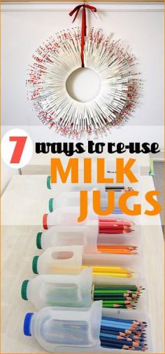 #Upcycle before you #recycle! Check out these 7 #creative and #practical ways to #reuse #milk #jugs in your #home! #DIY #moneysavingtips