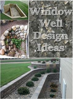 Window Well Design Ideas - want to do this brick step planter, but perpendicular to our exposed basement. Our hill would just turn this into a waterfall right into the windows.