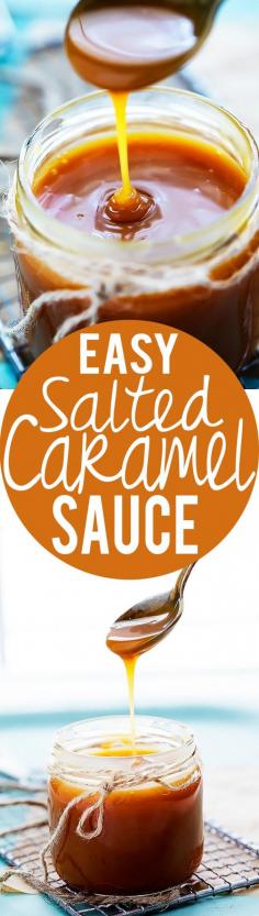 The BEST easy Homemade Salted Caramel Sauce (or unsalted!) you can whip up in less than 15 minutes! | Creme de la Crumb