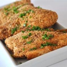 Baked Garlic Parmesan Chicken ~ "A wonderful baked chicken recipe that's quick and easy! Using just a few handy ingredients, create a delicious main dish, that also makes great leftovers - if there are any! Serve with a salad and pasta or rice for a quick, scrumptious dinner."