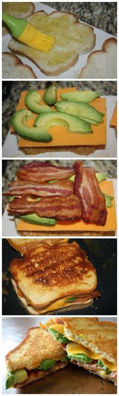 Bacon Avocado Grilled Cheese... sandwich PERFECTION (could use turkey bacon)**