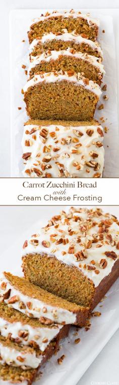 Carrot Zucchini Bread with Cream Cheese Frosting - I could do without the frosting but this bread sounds amazing