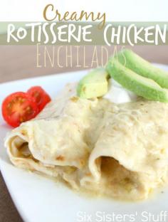 Creamy Rotisserie Chicken Enchiladas - Six Sisters Stuff