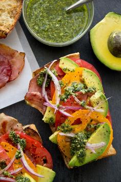 Crispy Proscuitto and Avocado Salad Toast: Avocado toast is seriously the breakfast of champions. Tomatoes, fresh pesto and crispy prosciutto elevate this staple to absurdly delicious heights. (via The Cozy Apron)