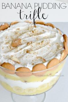 Delicious banana pudding trifle recipe. The perfect spring dessert! by kathie