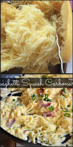 Spaghetti Squash Carbonara- I drained most of the bacon grease and added another 1/4 cup of chicken broth. I also added crushed red pepper.