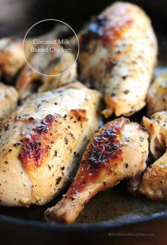 Coconut Milk Baked Chicken Recipe | She Wears Many Hats - Irene Easter Food Photo