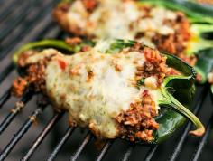 Grilled Chorizo Stuffed Poblano Peppers #chorizo #stuffed #peppers