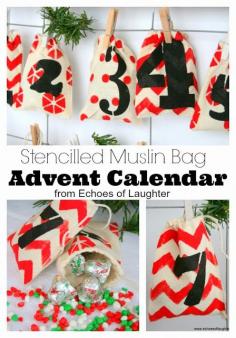 Stencilled Muslin Bag Advent Calendar- so cute to make for Christmas!