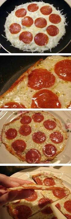 Skillet Pizza - Just toppings - no crust! You can serve warm sauce on the side for dipping. This can easily be turned into a healthy recipe! Ohhh, if you're careful with the sauce it would be low carb - yum!!!