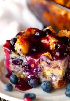 Overnight Blueberry French Toast Casserole I am going to make this for myself...and eat it all! #brunch #recipe #breakfast #recipes #easy