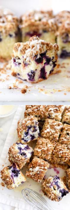 Is it breakfast or dessert? Makes no diff because it's Blueberry Buckle With Lemon Glaze | foodiecrush.com. #Omgness #blueberrybuckle #myfav