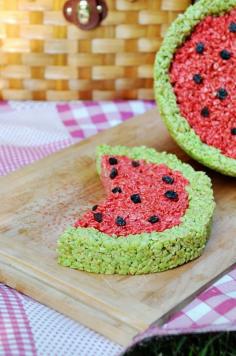 watermelon rice krispies treats.. This is adorable for a summer treat
