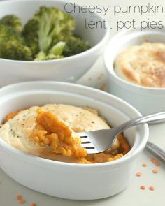 Cheesy Pumpkin Lentil Pot Pies Recipe - RecipeChart.com #Christmas #Holidays #Thanksgiving #Yummy