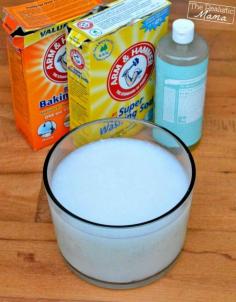 Homemade Laundry Detergent - Borax Free Recipe     3 Cups Washing Soda     1/4 Cup Baking Soda     1.5 Cups Dr. Bronner’s Baby-Mild Castile Liquid Soap     1.5 Gallons Hot Water     Optional: A few drop of Lemon Essential Oil