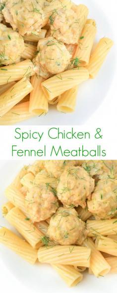 
                    
                        Tender chicken meatballs are baked to perfection and seasoned with crushed fennel seeds and Tabasco sauce for a kick.
                    
                