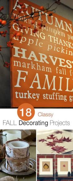 
                    
                        18 Classy Fall Decorating Projects • Tons of great Ideas and Tutorials! • Make sure you check out both part 1 and part 2!
                    
                