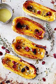 Roasted Butternut Squash with Cranberries and Pumpkinseeds - a simple and delicious side dish