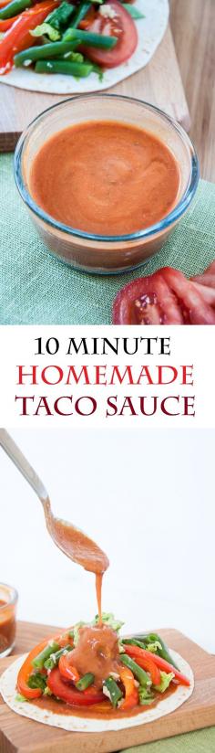 Homemade Taco Sauce Recipe done in 10 minutes! | VeganFamilyRecipes.com | #clean eating #sauces #mexican #healthy #vegan #gluten-free #paleo #dinner