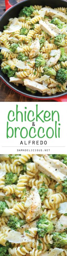 Chicken and Broccoli Alfredo - So easy, so creamy and just so simple to whip up in 30 minutes from start to finish - perfect for those busy weeknights! #pasta #noodles #recipe #easy #recipes
