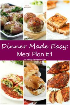 Dinner Made Easy: Meal Plan #1 - Do you hate meal planning? Are you struggling on deciding what to make for dinner tonight? These meal plans are for the entire week, Monday through Sunday.