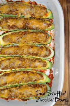 Taco Stuffed Zucchini Boats are a great way to enjoy tacos without tortillas.