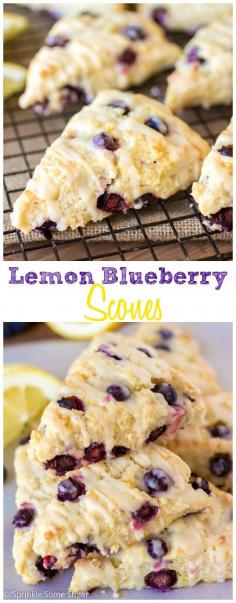 Lemon Blueberry Scones. Pretty much Summer in a tasty little treat! Such bright and fresh flavors.