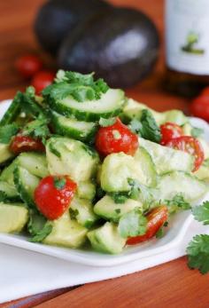 The Kitchen is My Playground: Cucumber, Tomato  Avocado Salad {#PompeianVarietals Olive Oil}