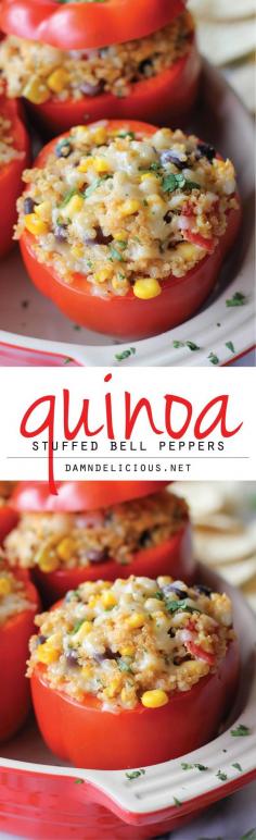 Quinoa Stuffed Bell Peppers - These stuffed bell peppers will provide the nutrition that you need for a healthy, balanced meal! #Quinoa #Healthy #Recipe