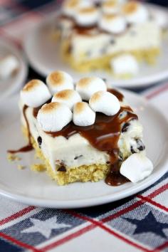 No Bake SMores Cheesecake Bars Recipe - RecipeGirl