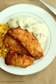 The Best Oven-Fried Chicken -- tastes just like KFC, without all the extra grease.  Best #ChickenRecipes - #food #chicken