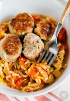 zucchini turkey meatballs with zoodles